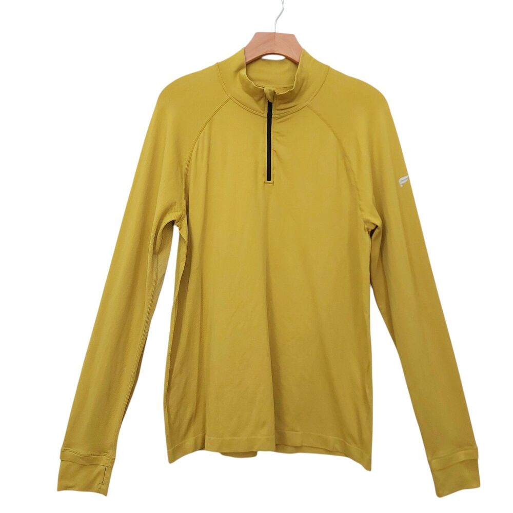Fabletics The Training Day 1/4 Zip Pullover Mens Medium Green Thumbhole Athletic